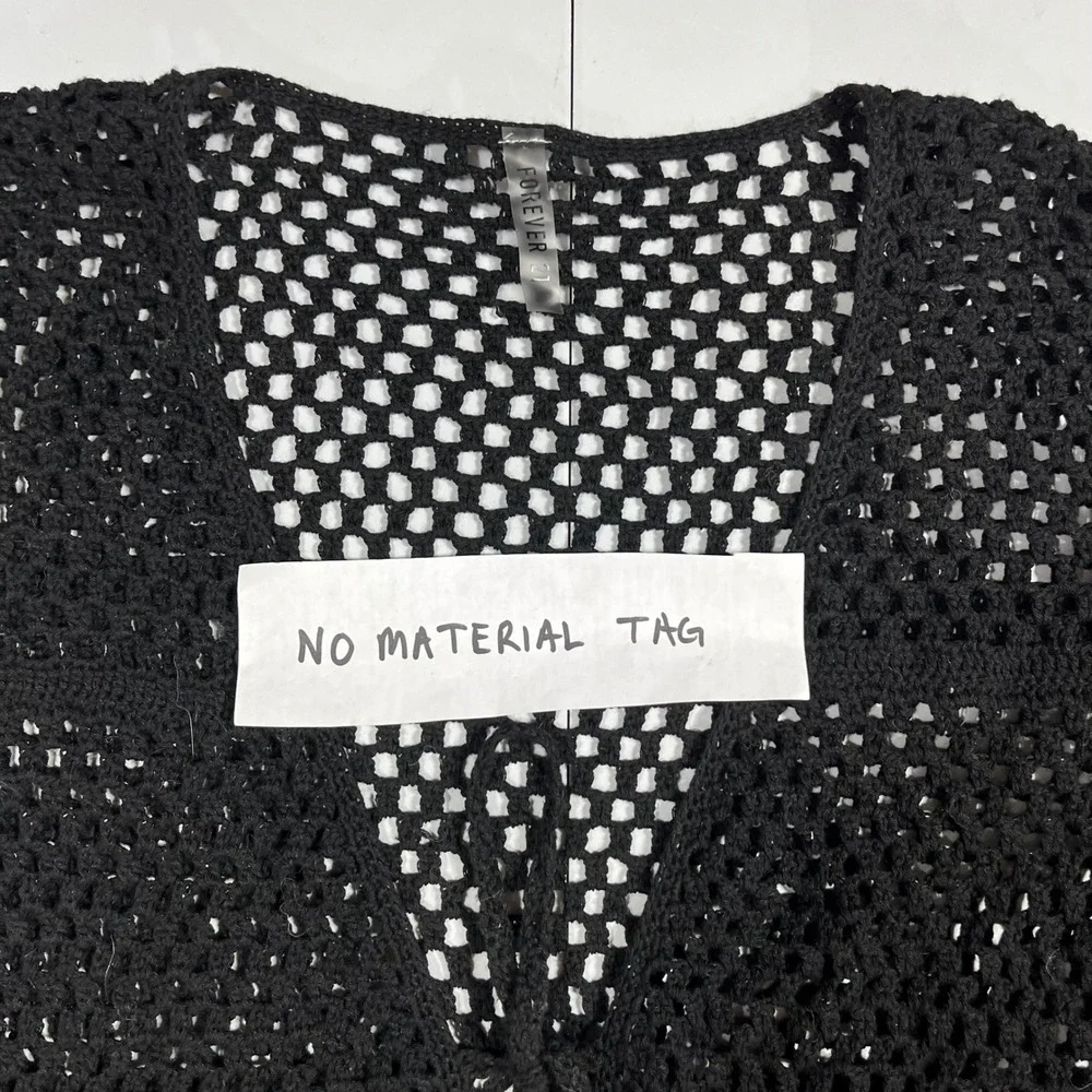 Forever 21 Fariy Festival Crochet Cardigan Front Tie Open Knit Longline Boho